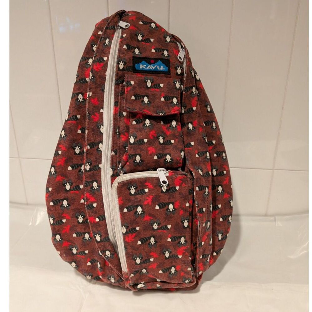 Kavu Rope Bag Red Cute Critter Raccoon Gorp Crossbody